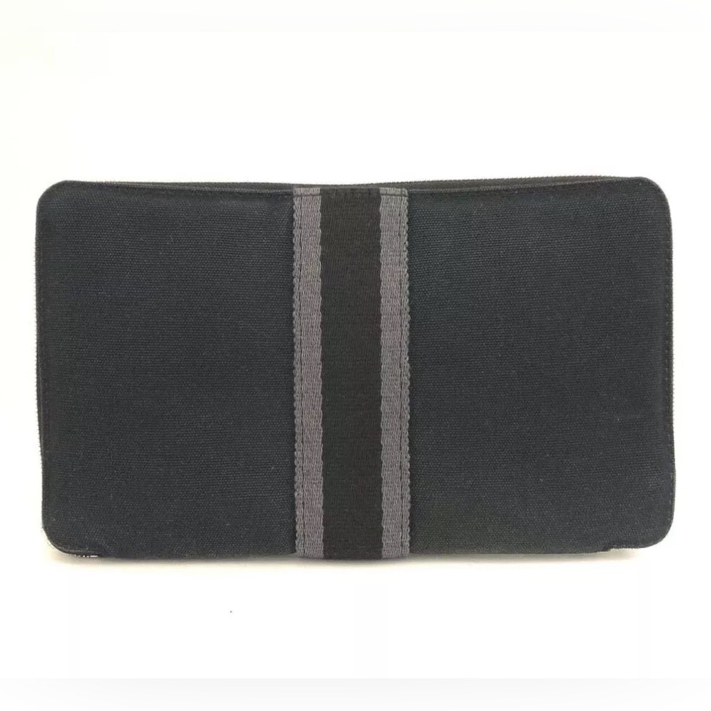 HERMES Fourre Tout GM Canvas Zip Around Long Wallet Purse.